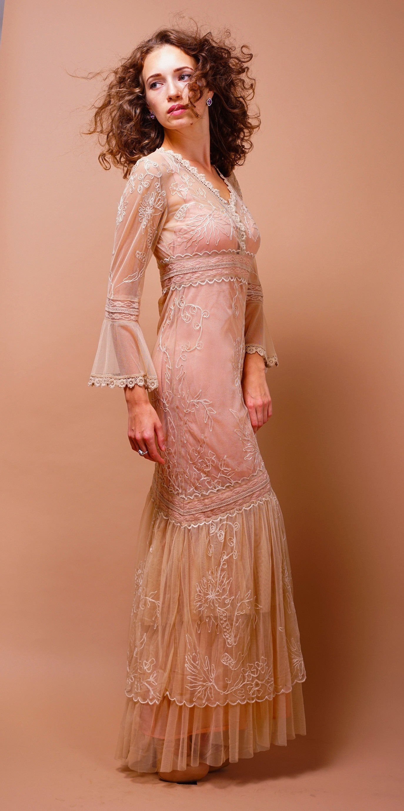 Titanic Empire Waist Wedding Dress in Pink-Champagne by Nataya