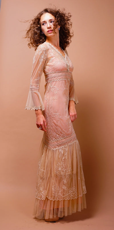 Titanic Empire Waist Wedding Dress in Pink-Champagne by Nataya