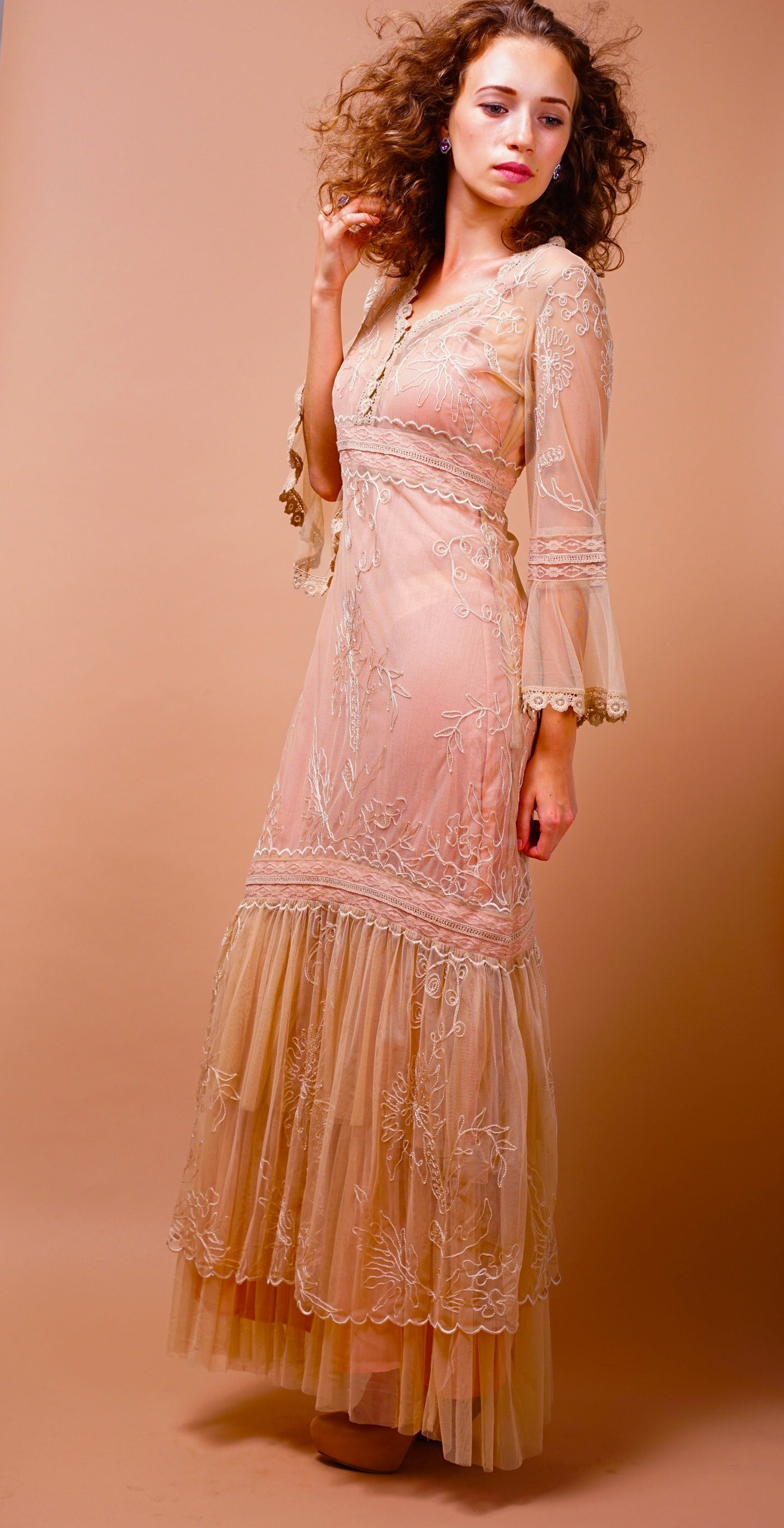 Titanic Empire Waist Wedding Dress in Pink-Champagne by Nataya