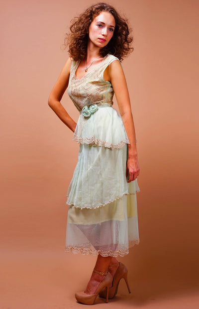 Vintage Inspired Tiered Tea Party Dress in Mint by Nataya