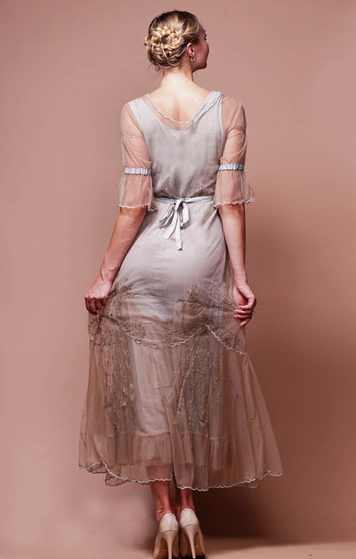 Edwardian Vintage Inspired Wedding Dress in Sand-Silver by Nataya