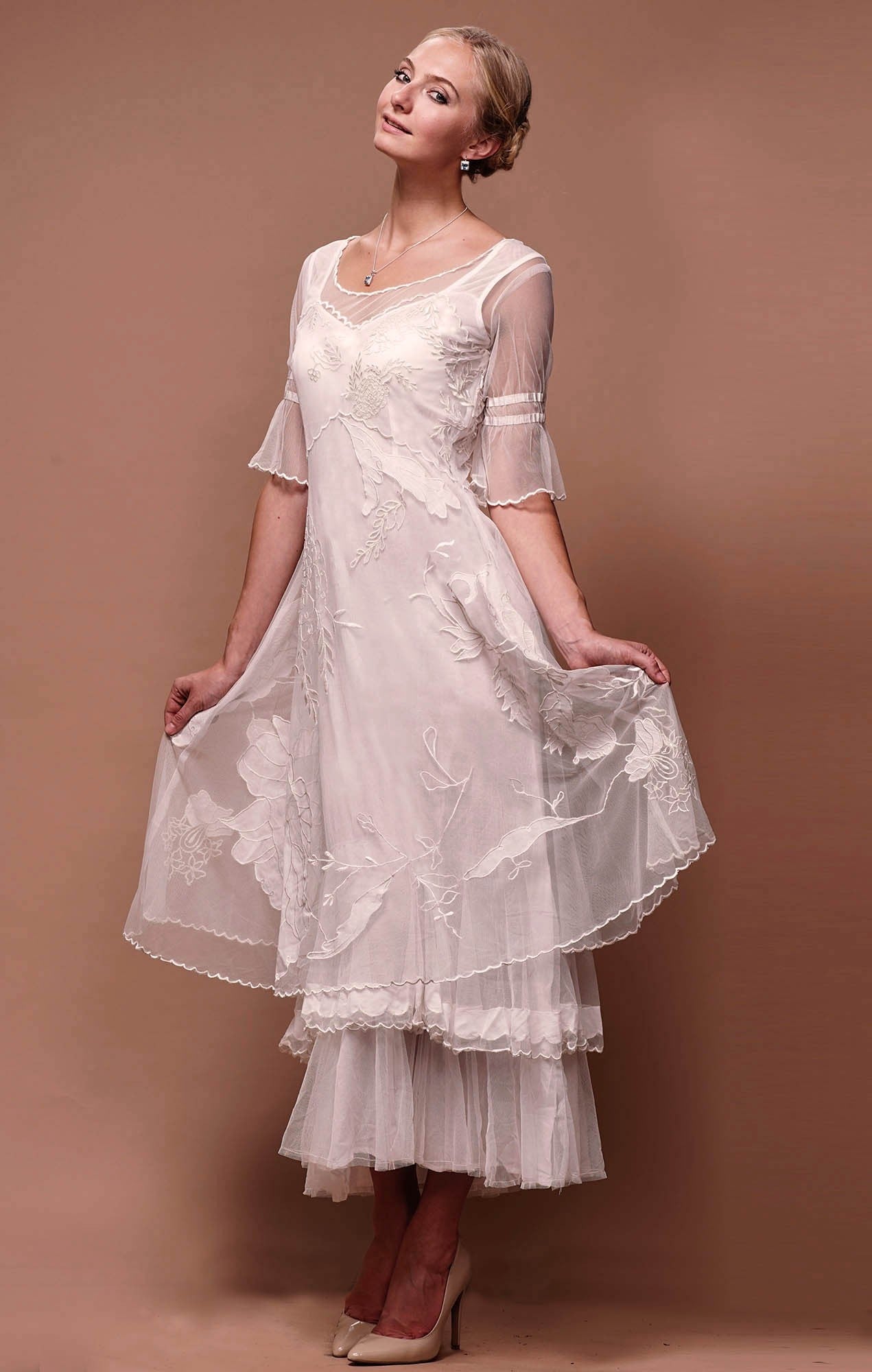Titanic Tiered Vintage Wedding Dress in Ivory by Nataya