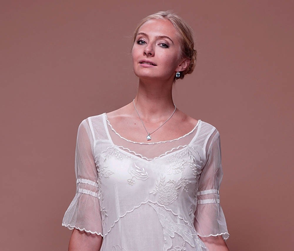 Titanic Tiered Vintage Wedding Dress in Ivory by Nataya