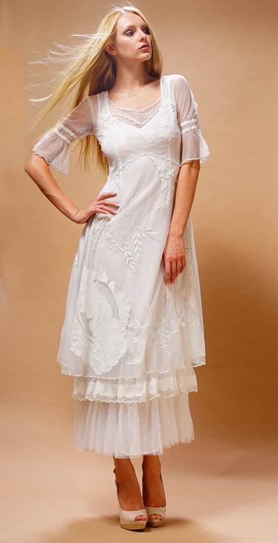 Titanic Tiered Vintage Wedding Dress in Ivory by Nataya