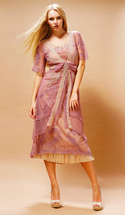 Embroidered Layered Summer Dress in Rose/Butter by Nataya