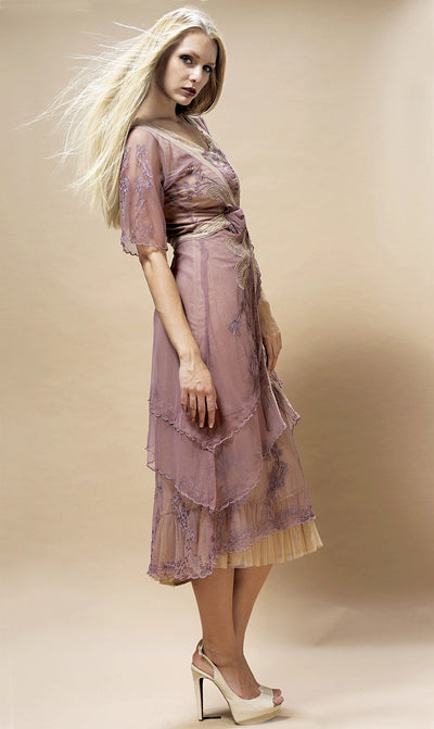 Embroidered Layered Summer Dress in Rose/Butter by Nataya