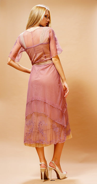 Embroidered Layered Summer Dress in Rose/Butter by Nataya