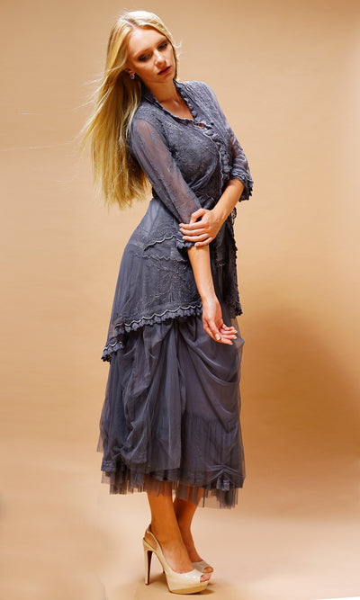 Romantic Embroidered Jacket in Blue by Nataya