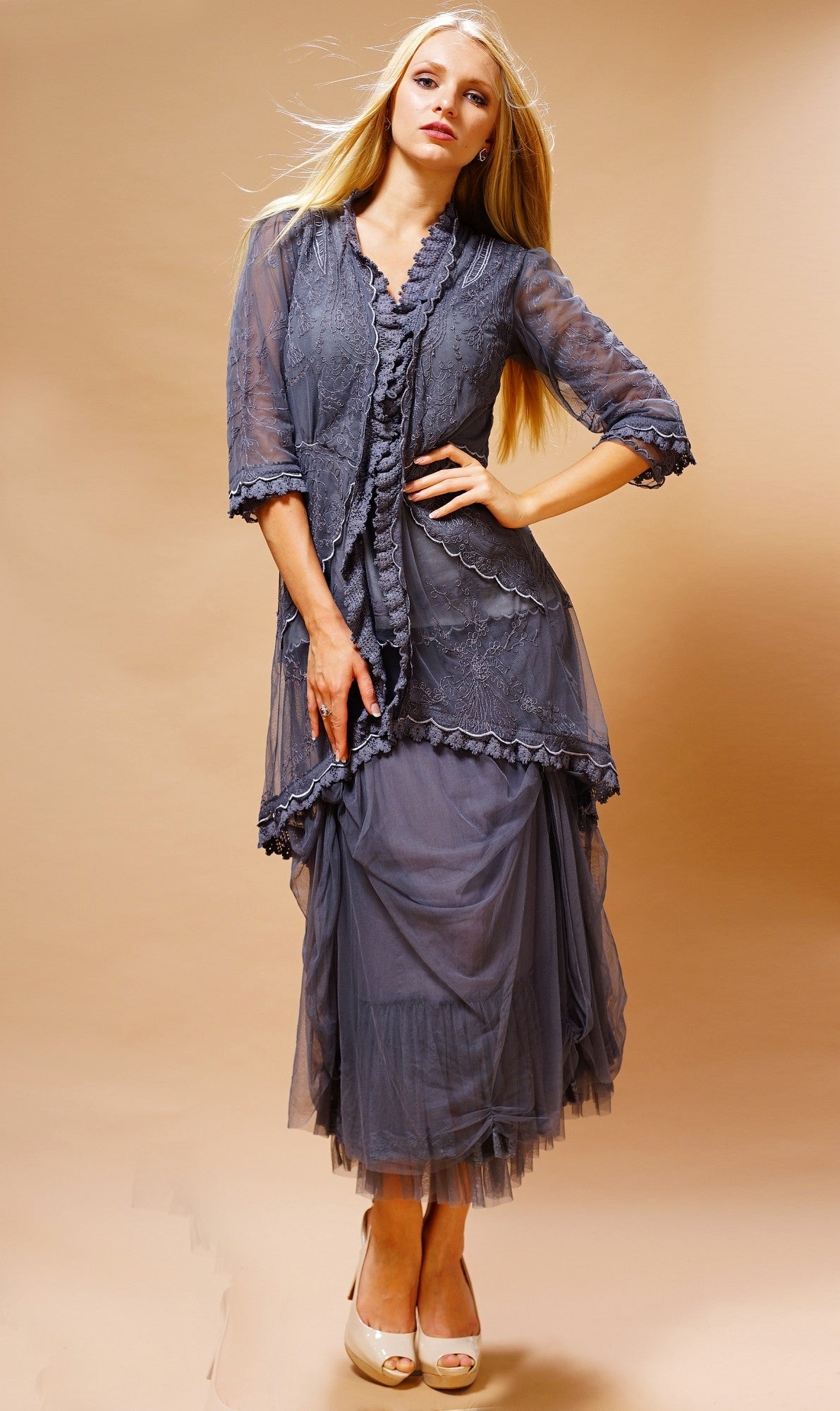 Vintage Inspired Romantic Skirt in Blue by Nataya
