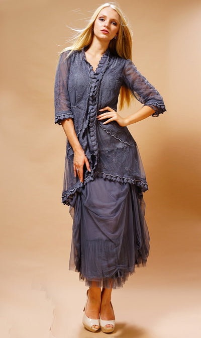 Vintage Inspired Romantic Skirt in Blue by Nataya