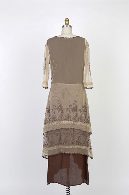 Vintage Titanic Tea Party Dress in Milk Coffee by Nataya
