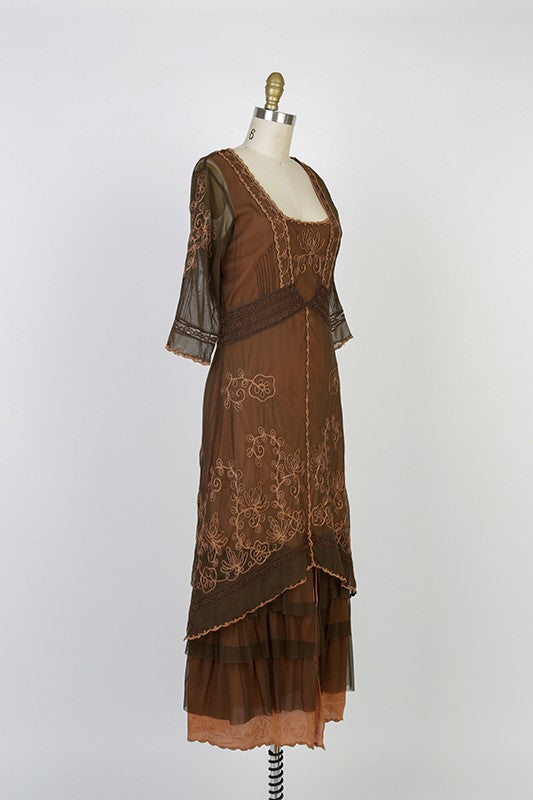 Titanic Tea Party Dress in Terracotta by Nataya