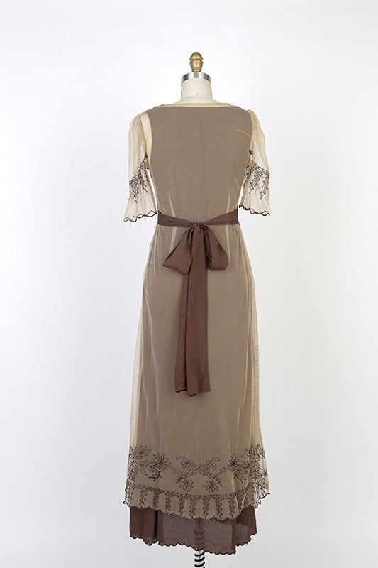 New Vintage Titanic Tea Party Dress in Milk Coffee by Nataya