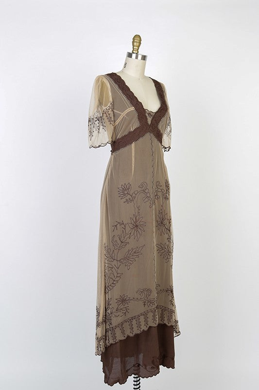 New Vintage Titanic Tea Party Dress in Milk Coffee by Nataya
