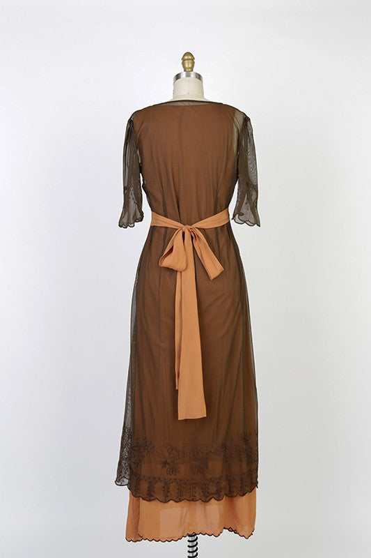 New Vintage Titanic Tea Party Dress in Terracotta by Nataya - SOLD OUT