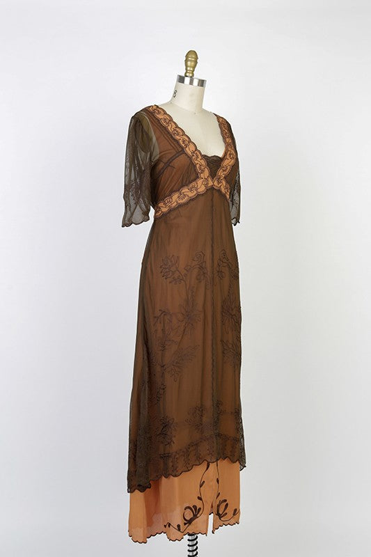New Vintage Titanic Tea Party Dress in Terracotta by Nataya