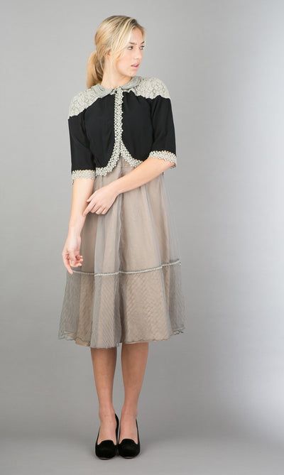 Embroidered Vintage Jacket in Black Fog by Nataya