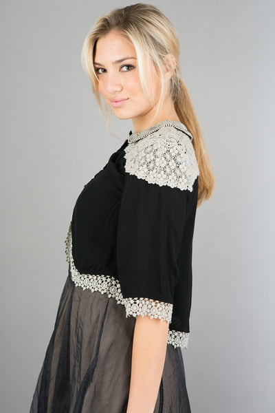 Embroidered Vintage Jacket in Black Fog by Nataya