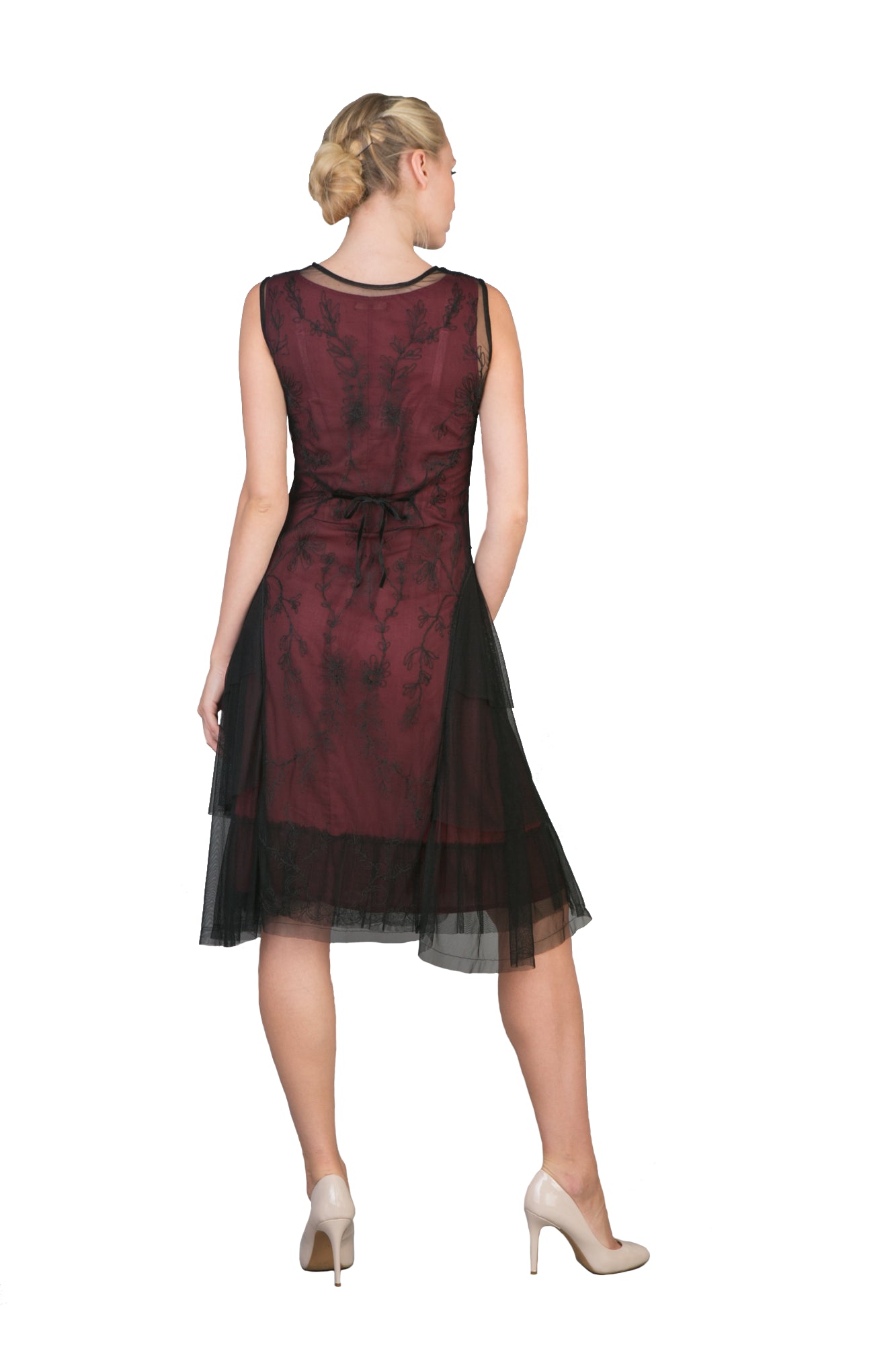 Chic Party Dress in Black-Burgundy by Nataya