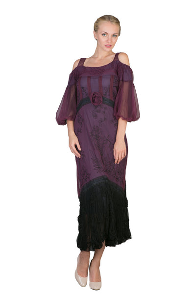 Off-Shoulder Vintage Style Party Dress in Purple by Nataya