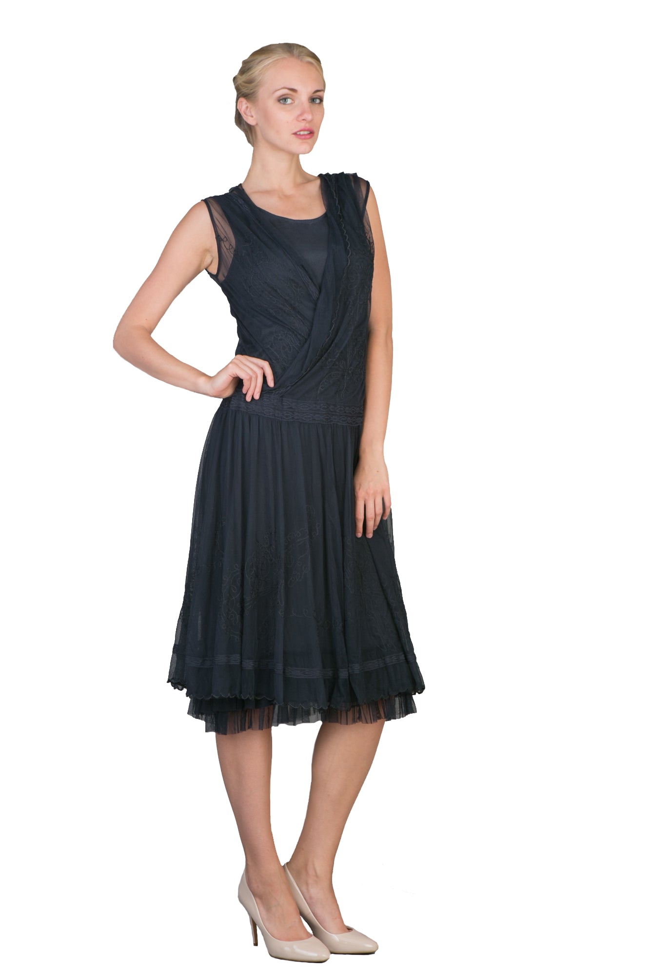 Casual Vintage Inspired Party Dress in Navy by Nataya - SOLD OUT