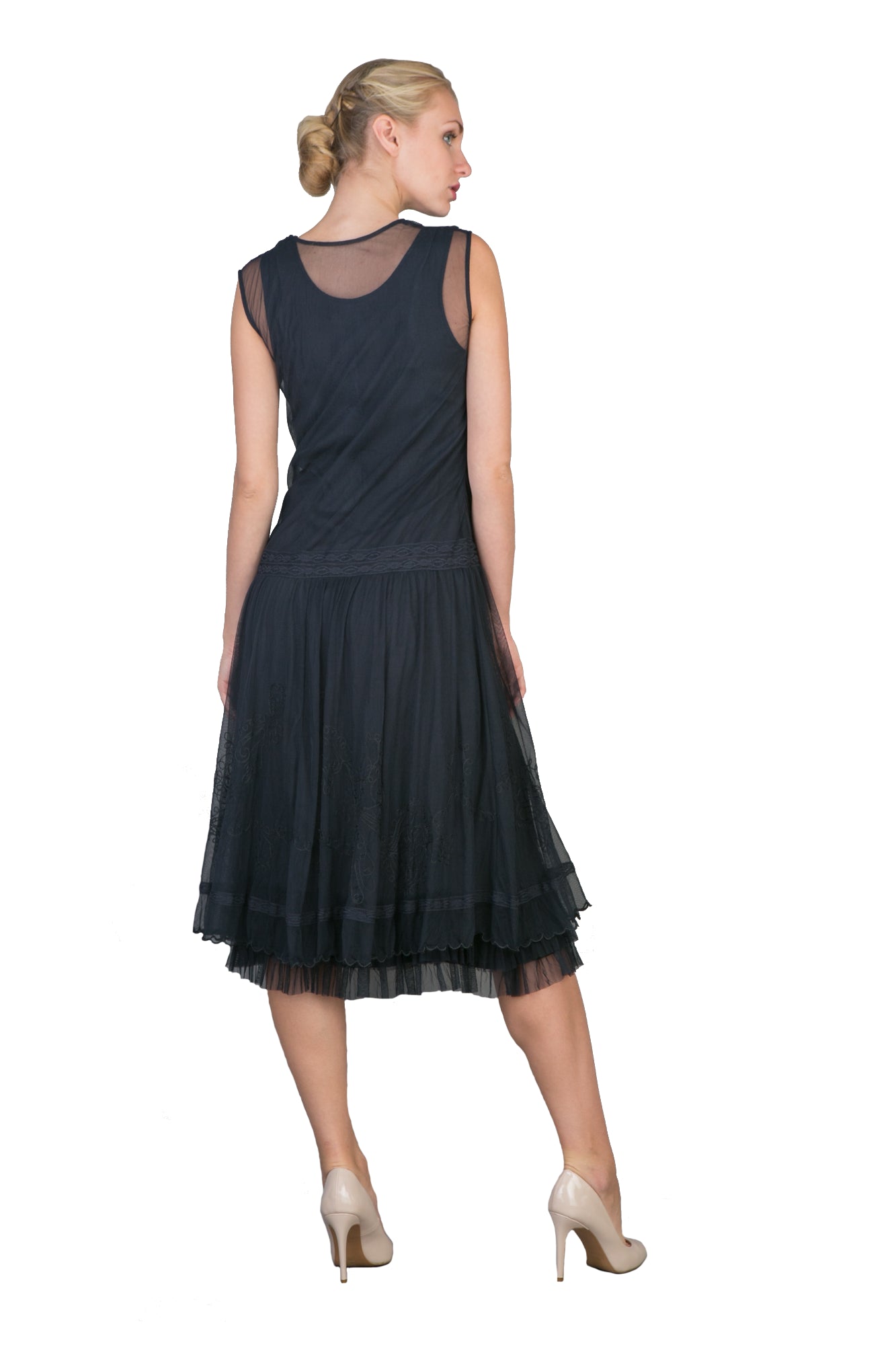 Casual Vintage Inspired Party Dress in Navy by Nataya