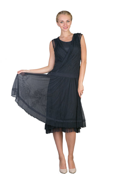 Casual Vintage Inspired Party Dress in Navy by Nataya