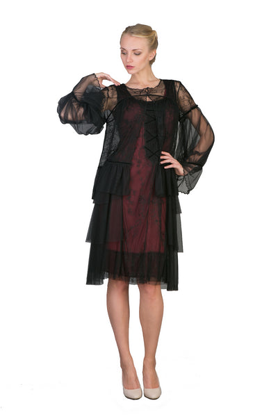 Vintage Inspired Embroidered Buttoned Jacket in Black by Nataya