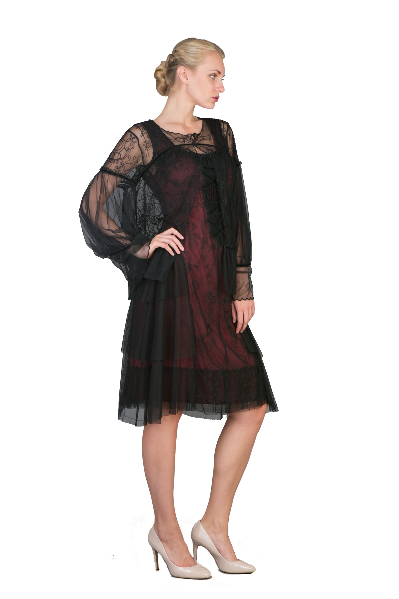 Vintage Inspired Embroidered Buttoned Jacket in Black by Nataya