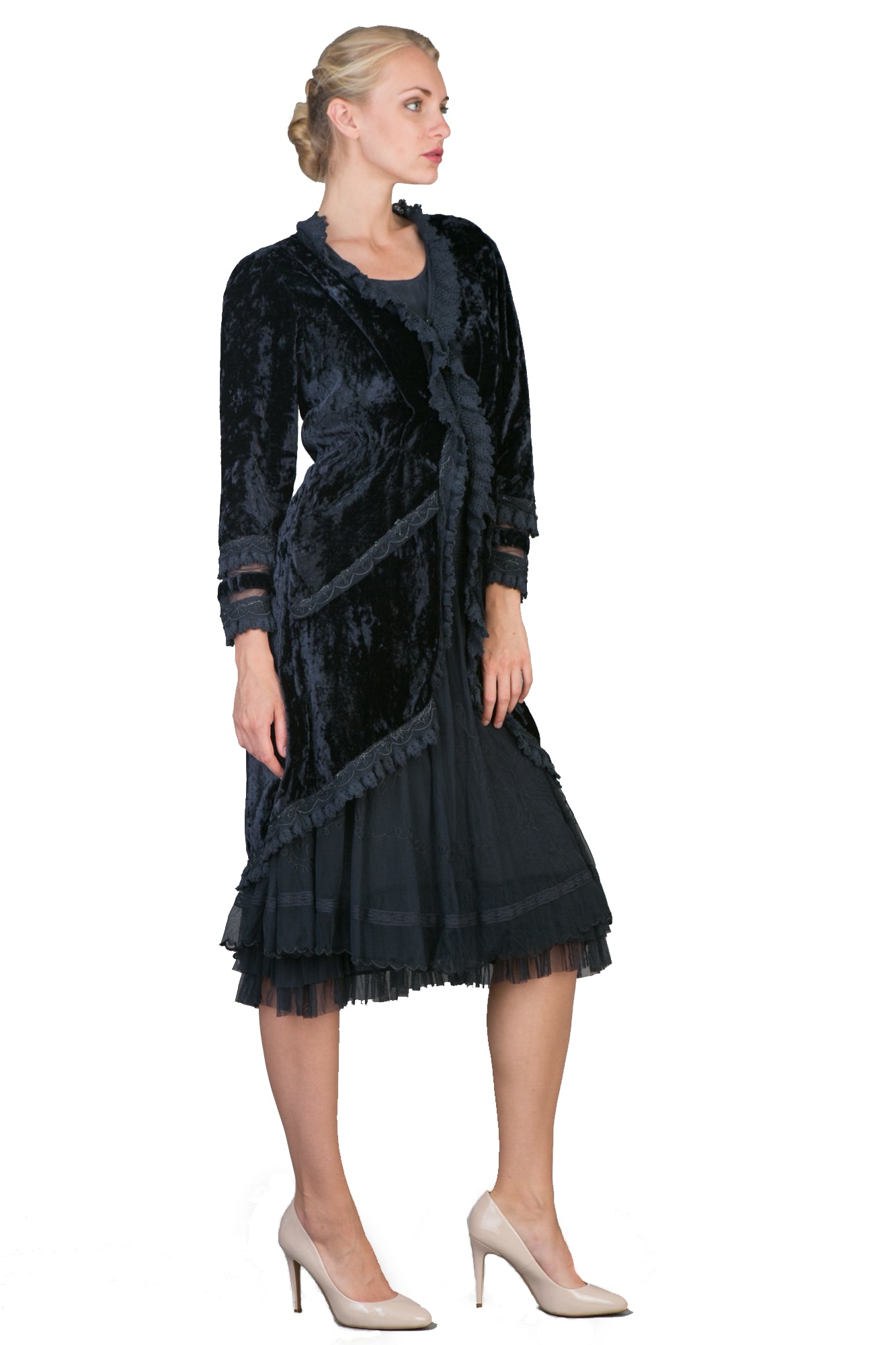 Velvet Empire Waist Jacket in Navy by Nataya