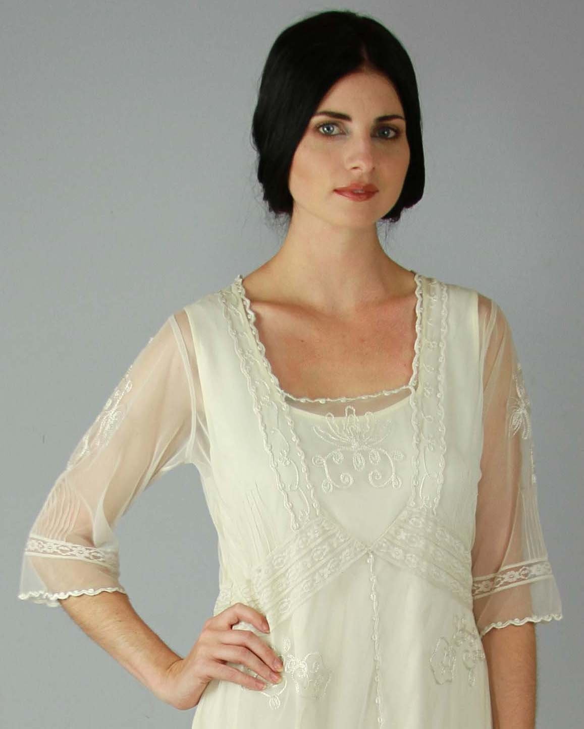 1920s Style Titanic Tea Length Dress 2101 in Ivory by Nataya