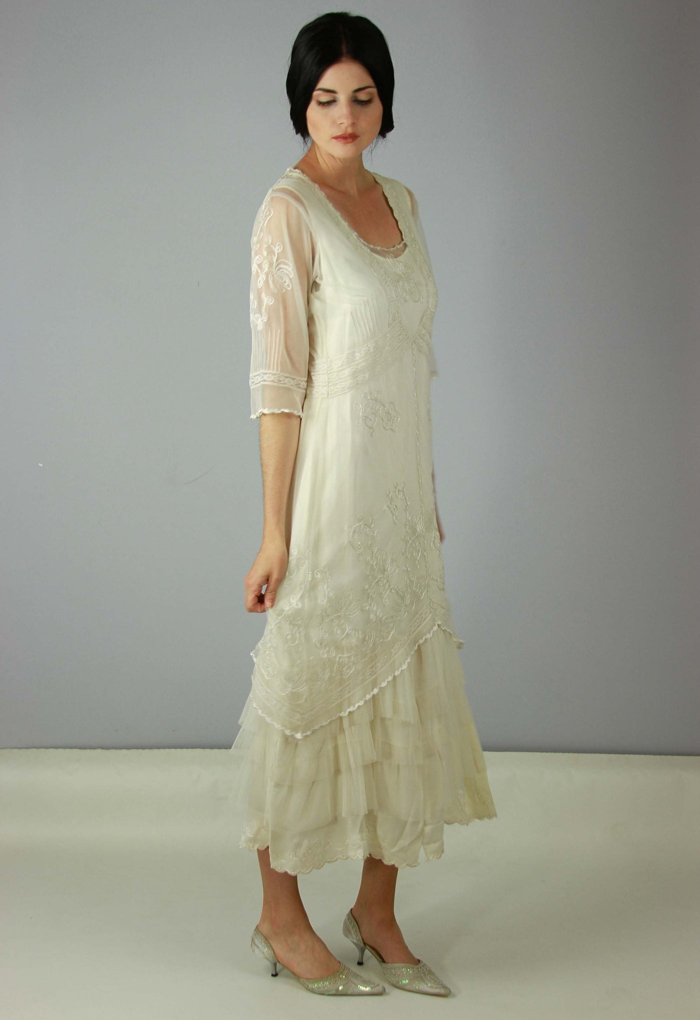 1920s Style Titanic Tea Length Dress 2101 in Ivory by Nataya