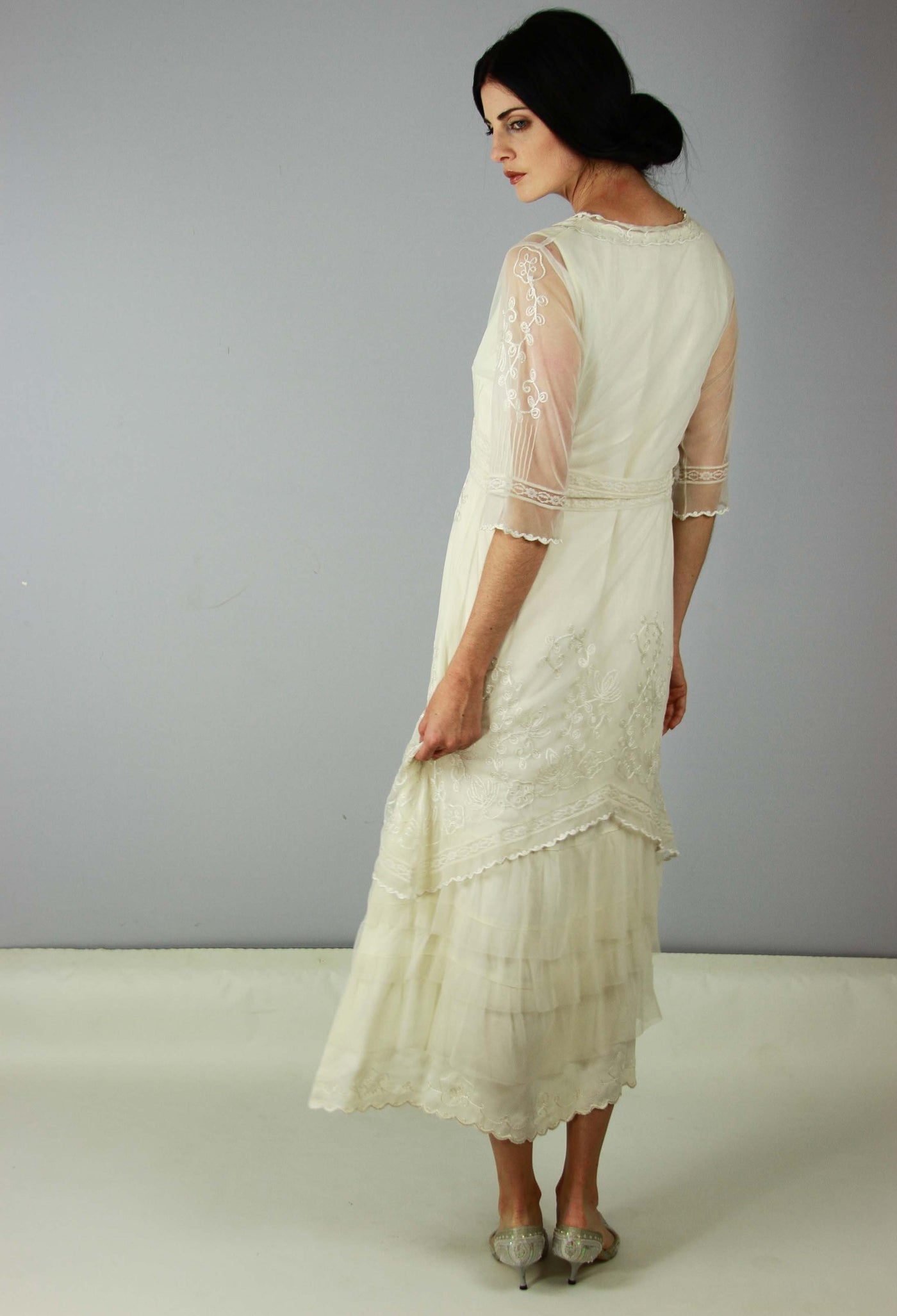 1920s Style Titanic Tea Length Dress 2101 in Ivory by Nataya