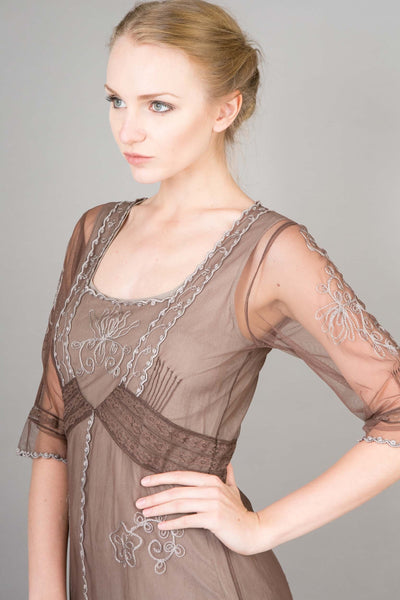 1920s Style Titanic Tea Party Dress in Ash/Chocolate by Nataya