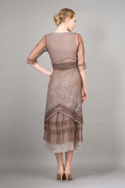 1920s Style Titanic Tea Party Dress in Ash/Chocolate by Nataya