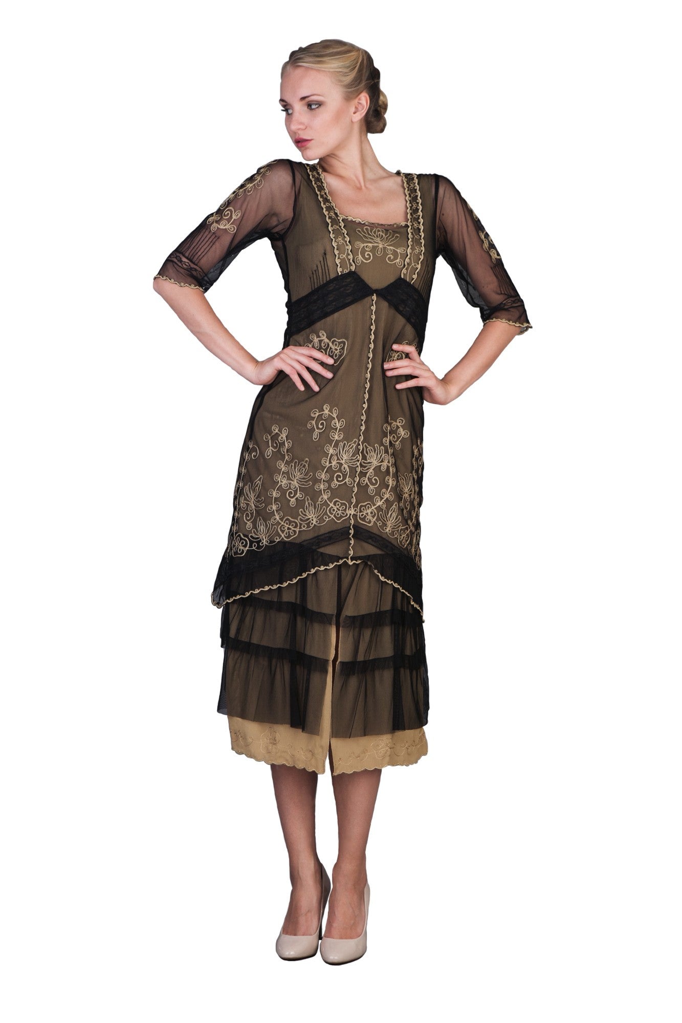 Titanic Tea Party Dress in Black Gold by Nataya - SOLD OUT