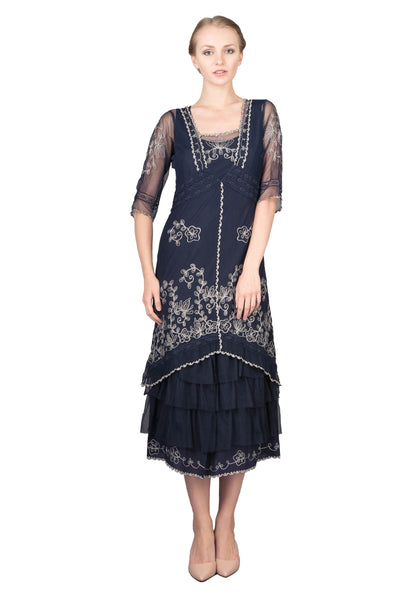AL-2101 Titanic Tea Length Dress in Sapphire
