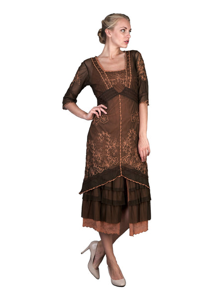 Titanic Tea Party Dress in Terracotta by Nataya