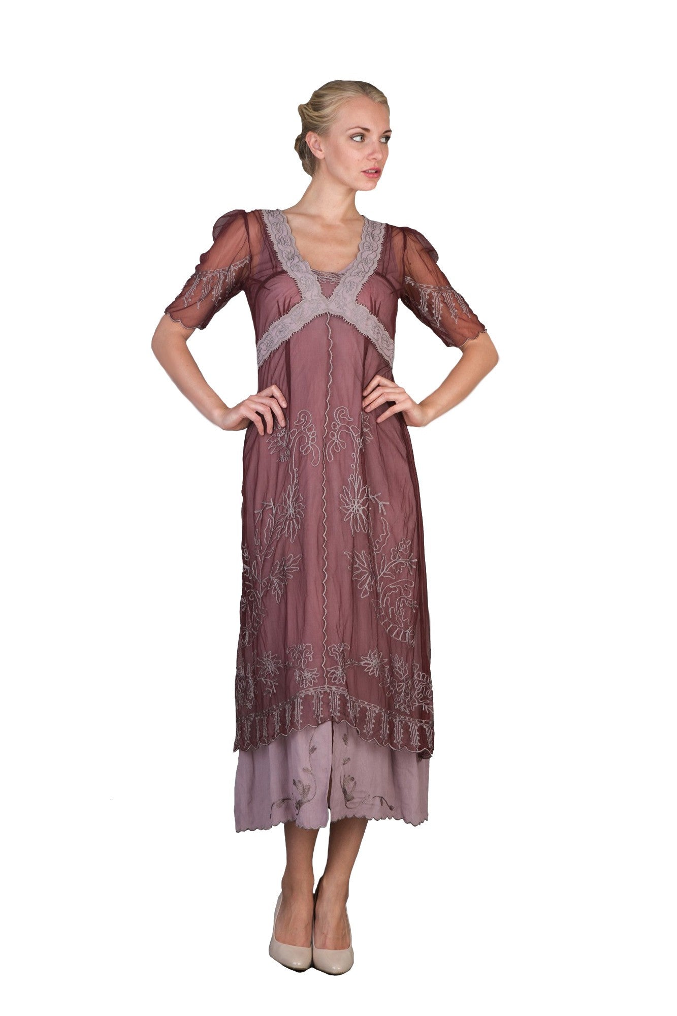 New Vintage Titanic Tea Party Dress in Garnet by Nataya