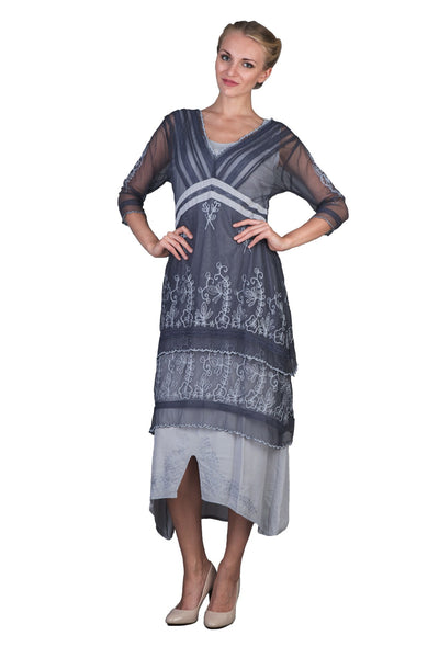 Vintage Titanic Tea Party Dress in Dark Blue by Nataya
