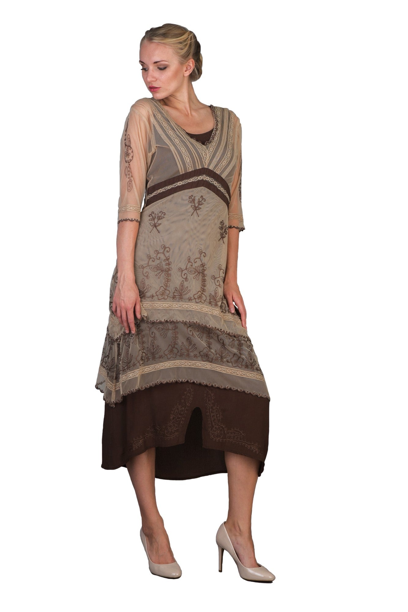 Vintage Titanic Tea Party Dress in Milk Coffee by Nataya