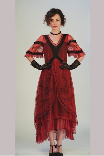 Kara Modern Victorian Dress in Wine Black by Nataya