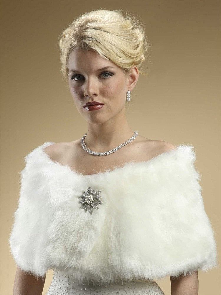 Faux Fur Bridal Wrap with Ivory Cream Fox
