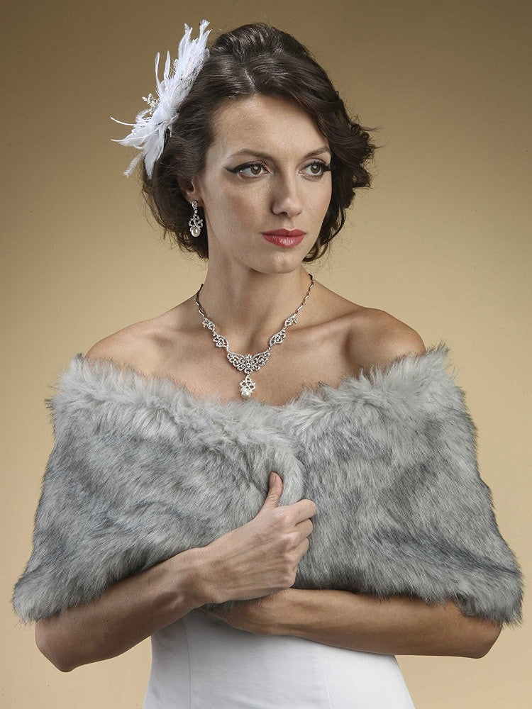 Faux Fur Wrap in Grey Chinchilla