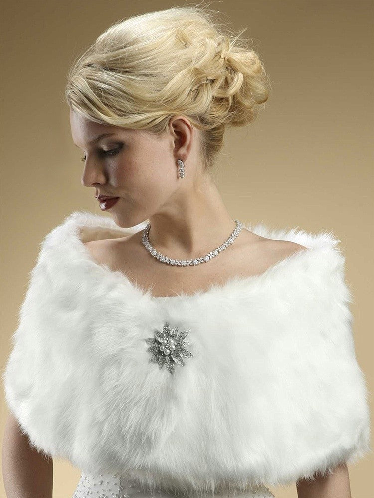 Faux Fur Bridal Wrap with Pure White Fox