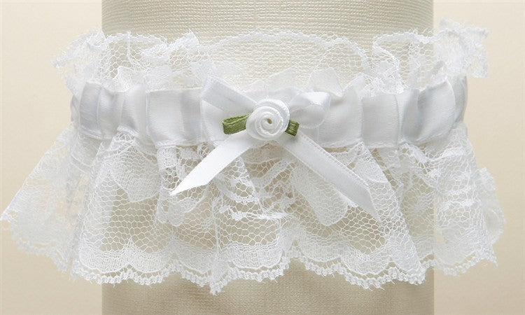 Hand-Sewn Vintage Lace Wedding Garters - White