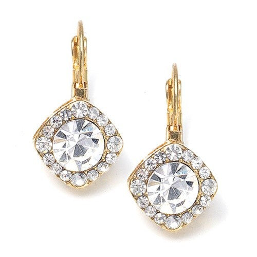 Tailored Crystal Solitaire Gold Drop Earrings