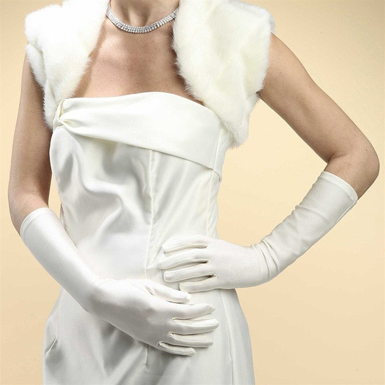 Below Elbow Wedding Gloves in Matte Satin