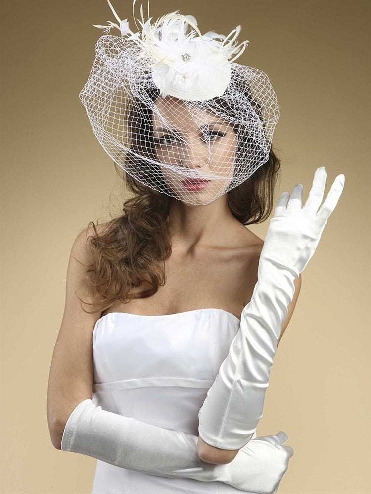 Below Elbow Wedding Gloves in Shiny Satin