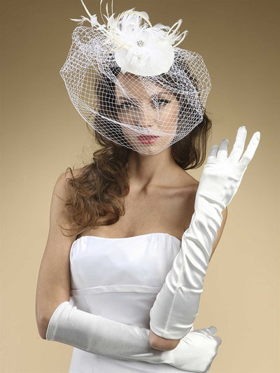 Below Elbow Wedding Gloves in Shiny Satin